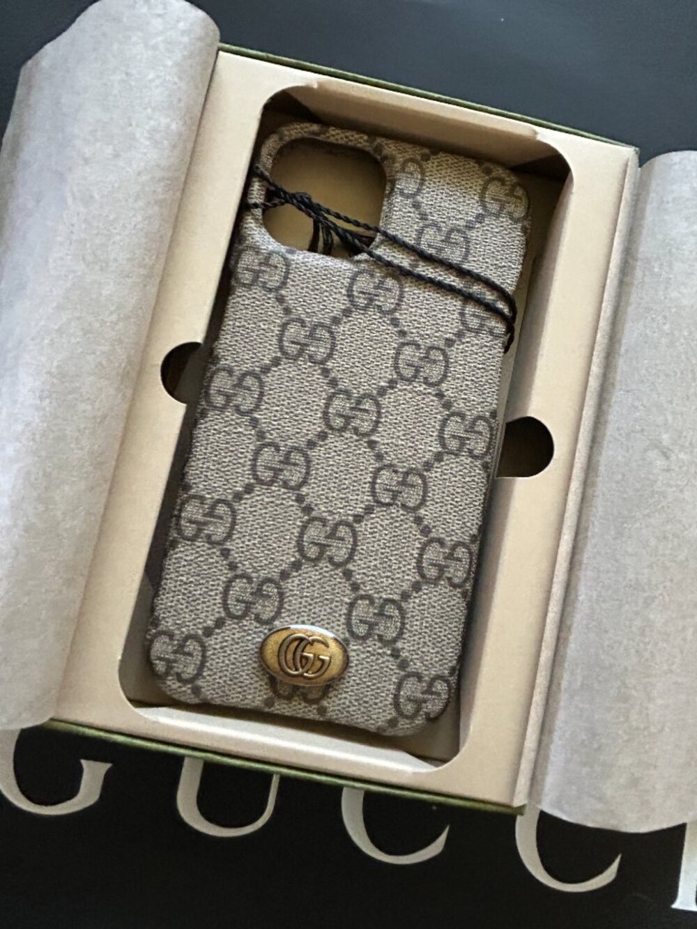 NWT Authentic GUCCI Ophidia GG Supreme iPhone 14 Case 753609